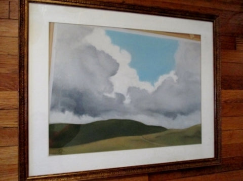 SIGNED Clemens Rességuier CANADIAN SKY PAINTING ART Landscape Gilt Frame