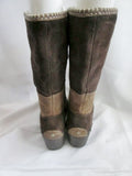 Womens Ladies CROCS COBBLER Tall BROWN PATCHWORK Suede Leather Boot 9 STUD
