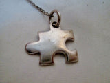 15" STERLING SILVER JIGSAW PUZZLE PIECE Pendant Chain NECKLACE Charm Autism Awareness