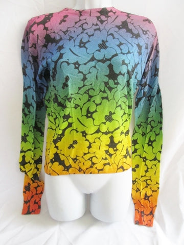 NEW NWT CHRISTOPHER KANE SILK Top Sweater S FLORAL RAINBOW Womens PRIDE