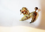 Vintage RETRO GOLD POODLE DOG BROOCH PIN Jewel Pooch Canine Puppy