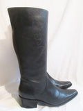 Womens MATISSE Western Cowboy Buckaroo Leather Floral BOOTS 5.5 BLACK