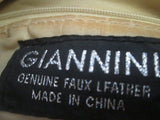 GIANNINI Woven Faux Leather Vegan Handbag Satchel Hobo Bag GOLD METALLIC