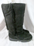 Womens LOYE Suede Shearling Sherpa Mukluk Leather Winter BOOTS 8 BLACK