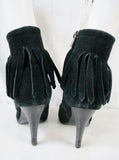 Womens JEFFREY CAMPBELL IBIZA FRINGED SUEDE Leather Ankle BOOTS Shoes BLACK 9