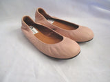 NEW LANVIN Leather Classic Ballet Flat Shoe 37 ROSE PINK Slipper NWT