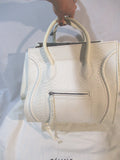 NEW NWT CELINE Leather SQUARE SMALL LUGGAGE SHOPPER Tote Bag WHITE PYTHON PARIS ITALY