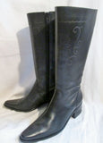 Womens MATISSE Western Cowboy Buckaroo Leather Floral BOOTS 5.5 BLACK