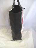 NEW CELINE VERTICAL BLACK WHITE RED Woven Leather Tote Bag NWT Shopper