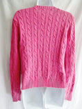 Womens RALPH LAUREN Crewneck Cable Knit Top Sweater S PINK BUBBLE GUM