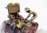 Vintage Set GEM PEWTER Metal Cast Sculpture Mini Figurine Amethyst GEODE