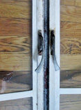 Vtg Pair 2 Primitive CAST IRON Metal FRENCH WINDOW Set Rustic Architectural Salvage