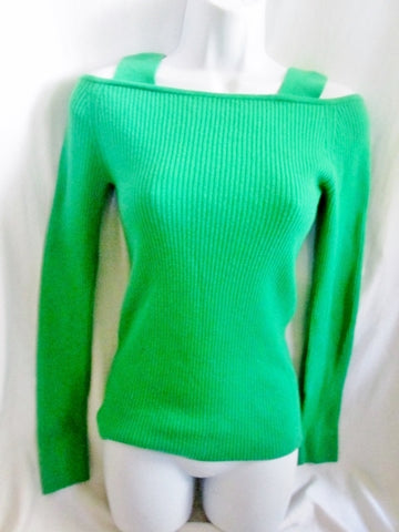 Womens JILL STUART lambswool Sexy Clingy Strap Sweater Top KELLY GREEN S M