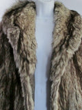 Vintage Womens Handmade Genuine RACCOON Fur Coat Jacket Parka TAN BEIGE BLACK