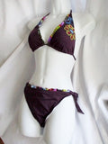 LUCKY BRAND Boho Swimsuit BIKINI Bathing Suit M Purple Boho Floral Womens