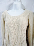 Womens ELSAMANDA ITALY Fisherman Cable Knit Sweater ANTHROPOLOGIE M Creme