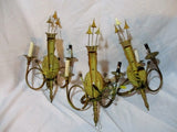 Vintage Set 3 ARROW QUIVER 20" WALL SCONCE BRASS LAMP Hunting