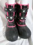 Youth Girls Kids HELLO KITTY Winter Rain Snow Boots BLACK 4 PINK GLITTER Childrens