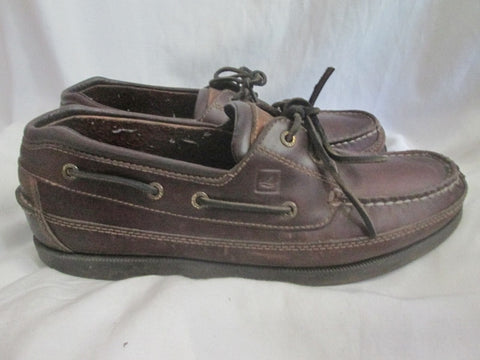 Womens SPERRY TOP-SIDER 2 eye Canoe Moc Leather Walking Shoes Boat Brown 11