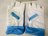 NEW SARANAC Leather Workout Core Fitness Gloves WHITE BLUE L