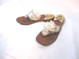 JACK ROGERS USA NAVAJO Leather Sandal Flip Flop Thong Slide 9 SILVER
