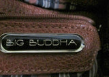 NEW BIG BUDDHA Vegan Faux Leather Shoulder Bag Hobo Satchel BROWN Purse Rouched