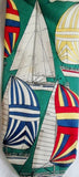 Vintage CHAPS RALPH LAUREN USA 100% Silk NECK TIE Necktie Sailboat GREEN Nautical Tall Ships