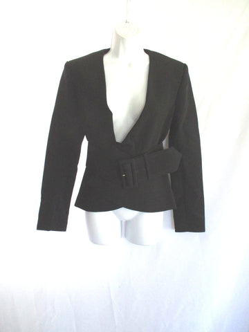 NEW NWT CELINE BELT BELTED FLARED coat jacket blazer 38 BLACK