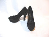 NEW BURBERRY Suede Leather High Heel Platform Shoe 36 BLACK Pump