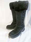 Womens SKECHERS 45470 Suede Faux Fur Cuff Winter Sherpa Mukluk BOOTS 10 BLACK