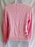 Womens RALPH LAUREN SPORT Crewneck Cable Knit Top Sweater S PINK BLUSH LIPSTICK