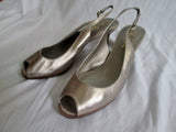 Womens COLE HAAN Leather Pump Heel Shoe 7.5 METALLIC GOLD NIKE AIR Strappy