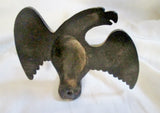 Vtg ANTIQUE 6" Cast Iron BALD EAGLE BIRD Rustic Primitive Americana BLACK Display Art PATRIOT