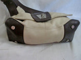 KENNETH COLE  pebbled leather handbag clutch Satchel Shoulder Bag CREME WHITE BROWN