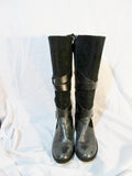 Womens G.I.L.I. RIVINE Knee High Suede Leather Strappy Moto BOOT BLACK 7.5 Riding
