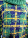 NEW CELINE ALPACA Wool Mohair TARTAN Sweater S GREEN Turtleneck PLAID Womens