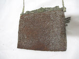 Vintage Antique Metal BEAD FRINGE Evening Bag Clutch Purse SILVER
