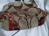 COACH 10620 CARLY SIGNATURE "C" Jacquard Hobo Handbag Satchel Purse BROWN L