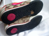 Womens COACH PERRIE Canvas Tennis Shoe Jacquard Sneaker Athletic BROWN 7