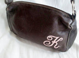 ROOTS CANADA Pebbled Leather "K" Shoulder Bag Purse Clutch BROWN Boho Indie Hippie