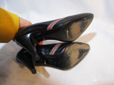 BRUNO MAGLI ITALY LEATHER Pump Shoe BLACK 36 High Heel Stripe PINK BEIGE