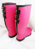 Womens DIRTY LAUNDRY Wellies Rain Boots Rainboots Puddle Jumpers PINK BOW 8 BLACK