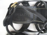 PRADA ITALY Strappy Leather Flat Shoe Sandal 36.5 BLACK