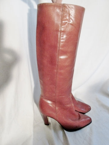 Womens GABOR Knee High Tall LEATHER RIDING GOGO BOOTS BROWN 7.5 Round Toe
