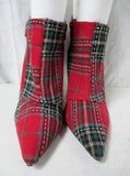 Womens ANNE MICHELLE High Heel Ankle Boots Shoes "GIN" 7 RED PLAID TARTAN