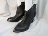 Womens B. MAKOWSKY QUINCY Leather Booties Moto Rocker BOOTS Shoes BLACK 8.5