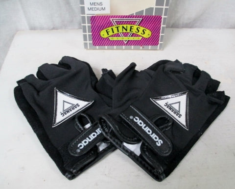 NEW Mens SARANAC Leather Workout Cycling Aerobics Fitness Gloves BLACK M