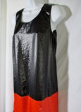 NWT NEW ALEXANDER MCQUEEN ORANGE BLACK Gathered Dress 42 6 Shift