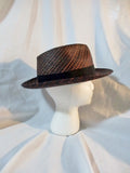 GENUINE PANAMA ENGLAND Natural STRAW Sun Hat Brim 7 1/8 BLACK Fedora Woven