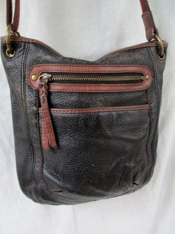 THE SAK Distress Leather Hobo Tassel Bag Bucket Satchel Crossbody BROWN